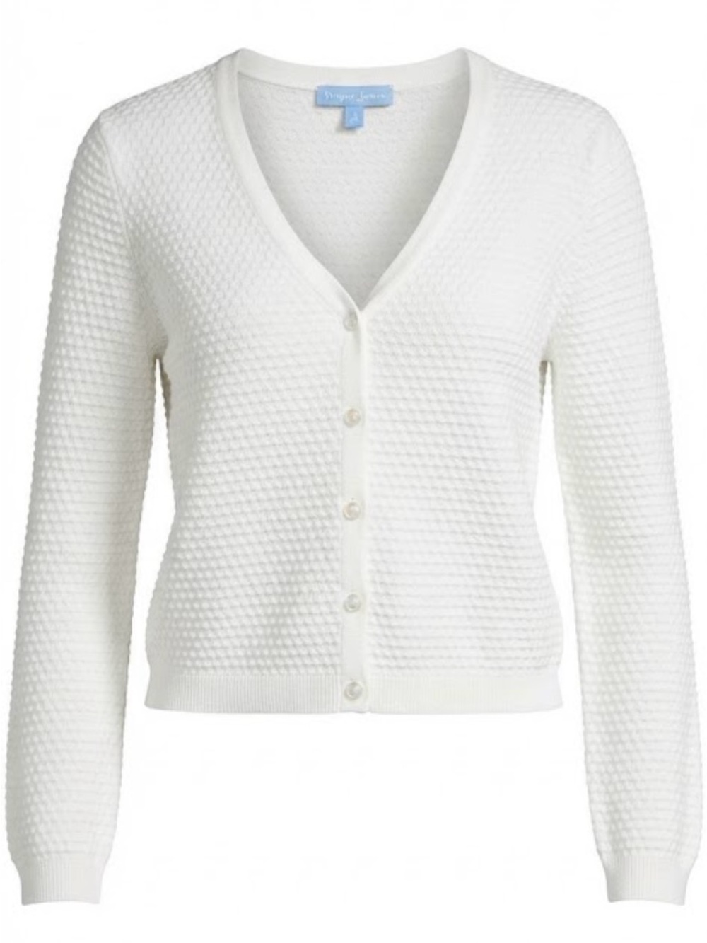 Draper James White Textured V-Neck Cardigan